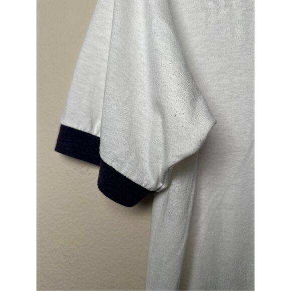 Vintage 90s US NAVY ringer T-Shirt sz Large - navy and white - Picture 5 of 10
